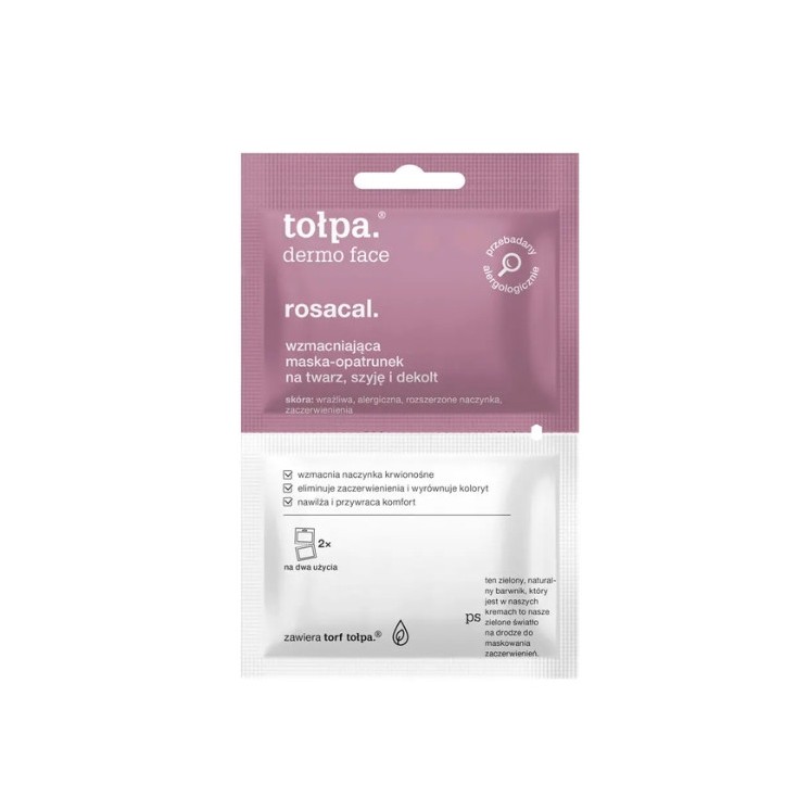 Tołpa Dermo Face Rosacal. wzmacniająca Maska-opatrunek na twarz, szyję i dekolt 2x6 ml
