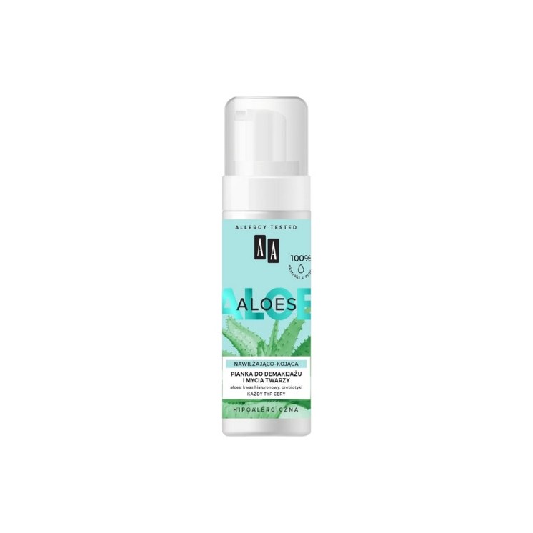 AA Aloes 100% Aloe vera extract Pianka do demakijażu i mycia twarzy nawilżająco-kojąca 150 ml