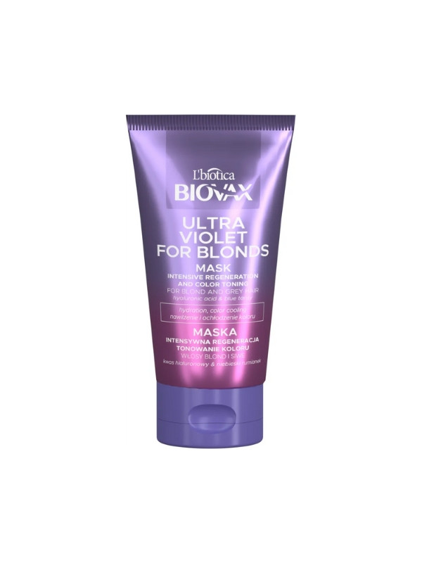 Biovax Ultra Violet intensywnie regulująca Maseczka do włosów blond i siwych 150 ml