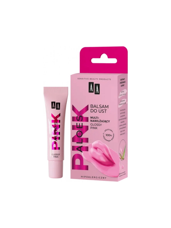 AA Aloes Pink multinawilżający Balsam do ust Glossy Pink 10 g