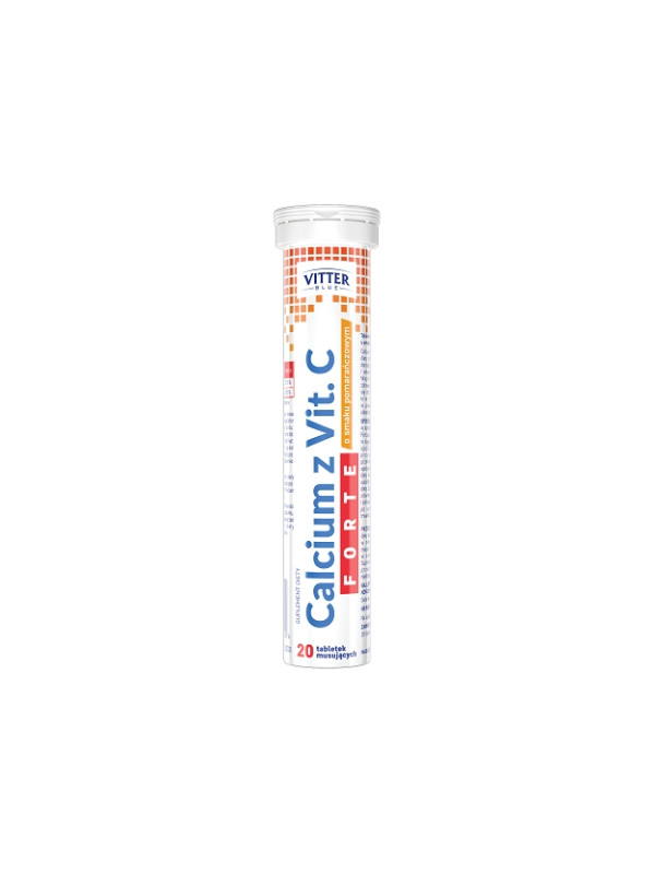 Vitter Blue Calcium with vitamin C orange flavor 20 effervescent tablets