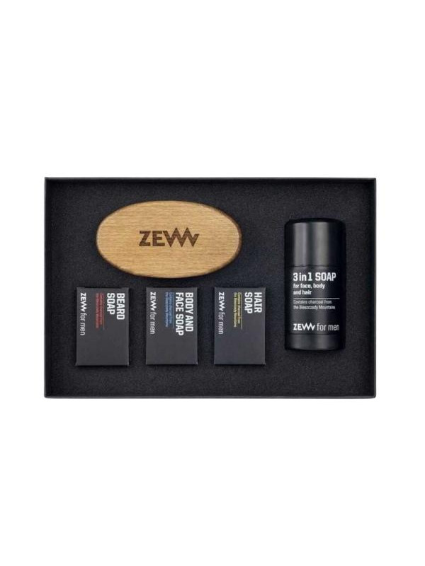 Zew for Men Pakiet dla mężczyzn: Szczotka do brody + Mydło do brody + Mydło do twarzy i ciała + Mydło do twarzy, ciała i włosów