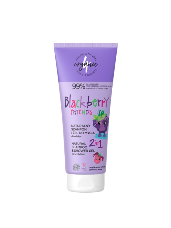 4Organic Blackberry Friends natural shampoo and washing gel for children 2in1 200 ml