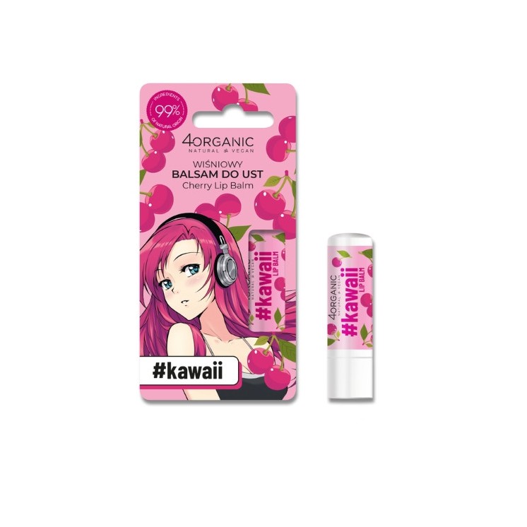 4Organic Kawaii naturalny Balsam do ust Cherry 5 g