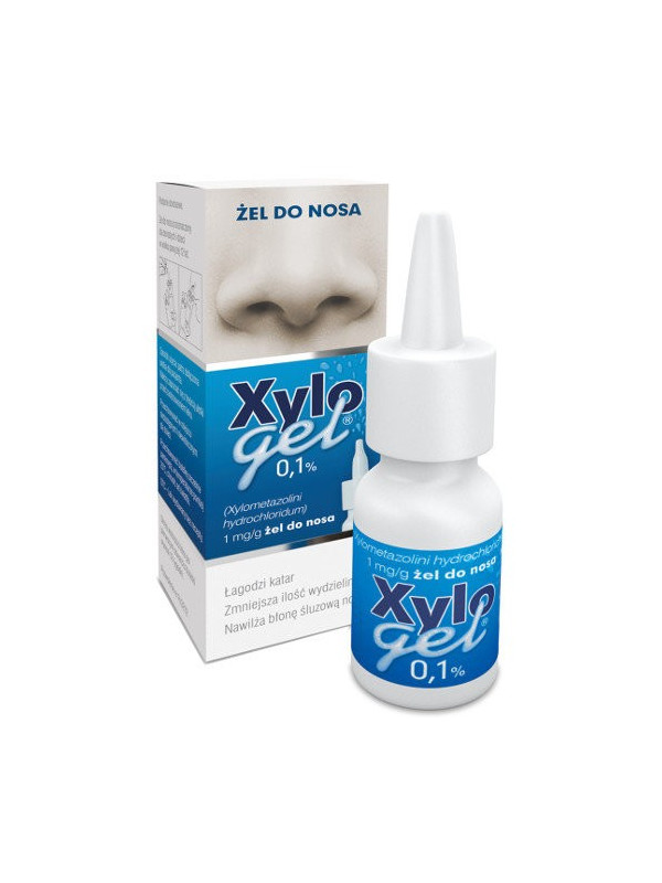 Xylogel 0 1% nasal gel in a bottle with a 10 ml dispenser