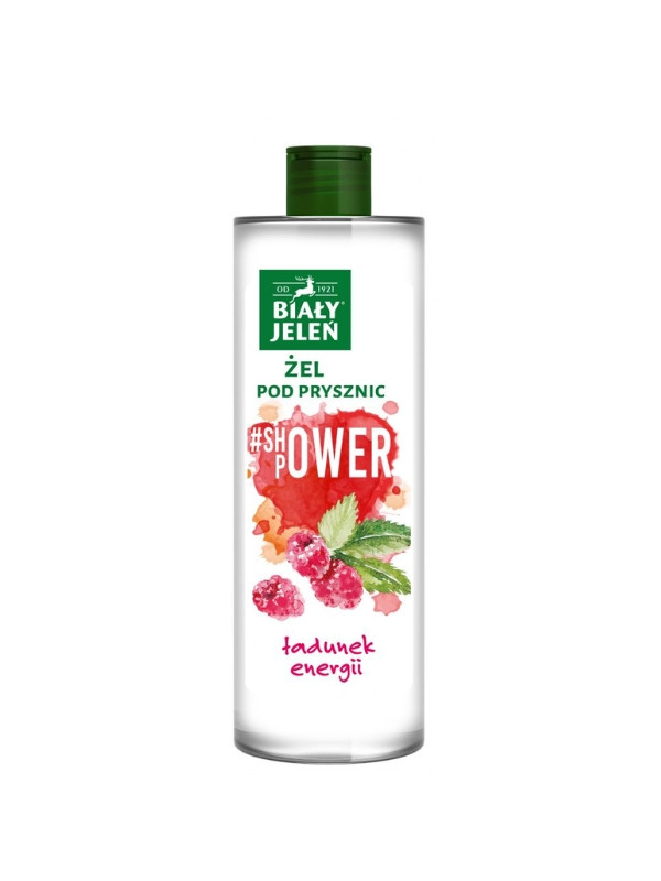 White Jeleń Shower Power Raspberry shower gel