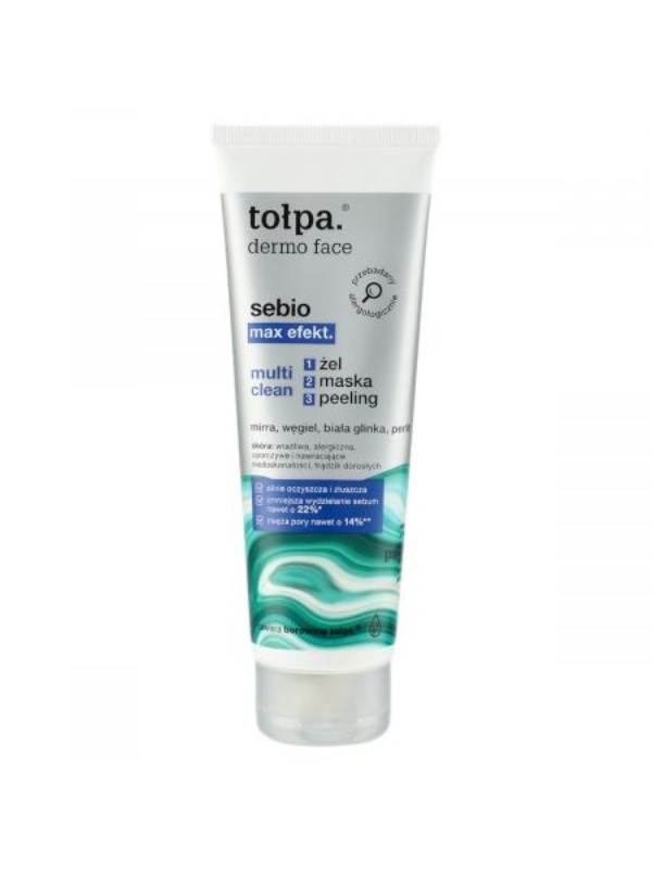 Tołpa Dermo Face Sebio Max Effect. Multi Clean 3in1 Gel, mask, face peeling 100 ml