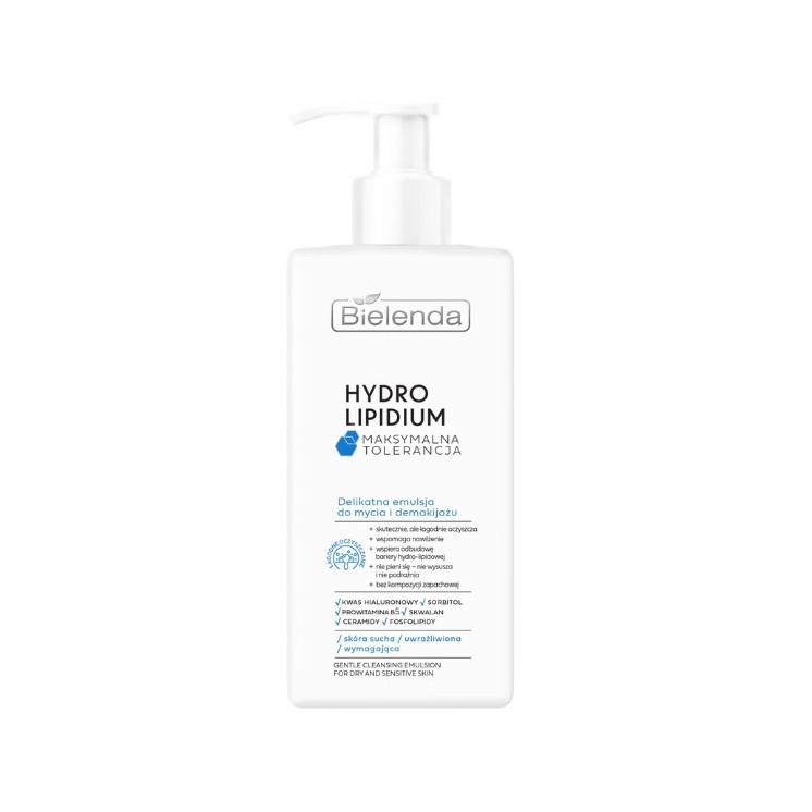 Bielenda Hydro Lipidium delikatna Emulsja do mycia i demakijażu twarzy 300 ml
