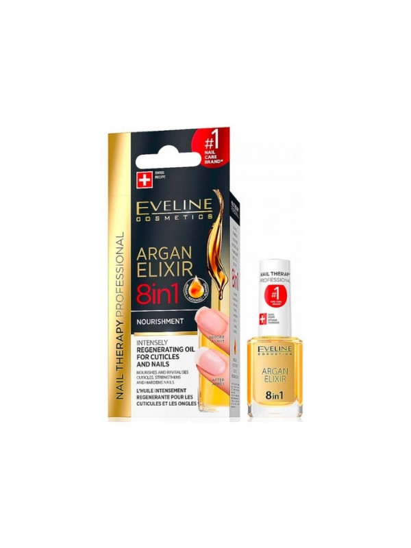 Eveline Professional Nail Therapy Argan Elixir 8in1 regenerating oil for cuticles and nails 12 ml