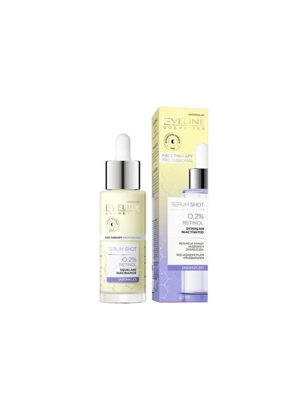 Eveline Serum Shot przeciwzmarszczkowa Kuracja do twarzy, szyi i dekoltu 0,2% Retinol 30 ml