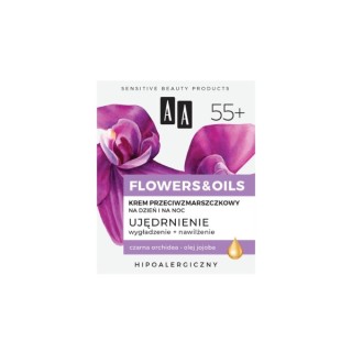 AA Flowers & Oils Ujędrnienie przeciwzmarszczkowy Krem do twarzy 55+ 50 ml