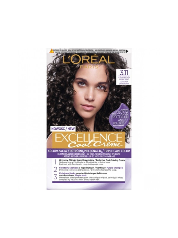 L'oreal Excellence Creme Farba do włosów /3.11/ Ultrapopielaty Ciemny Brąz