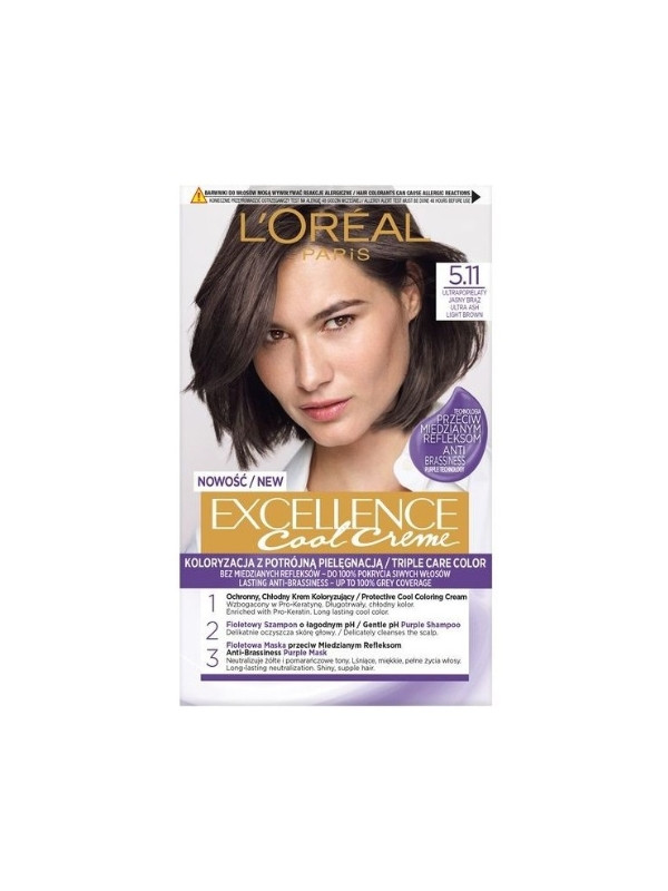 L'oreal Excellence Creme Farba do włosów /5.11/ Ultrapopielaty Jasny Brąz