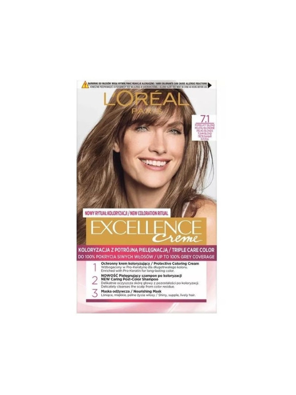 L'oreal Excellence Creme Farba do włosów /7.1/ Blond Popielaty