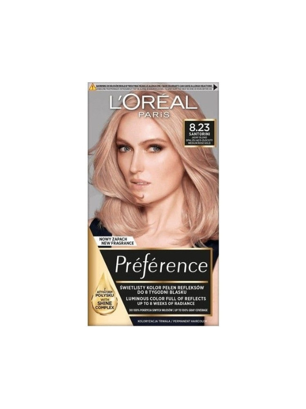 L'oreal Preference Farba do włosów /8.23/ Jasny Blond Opalizująco-złocisty Medium Rose Gold