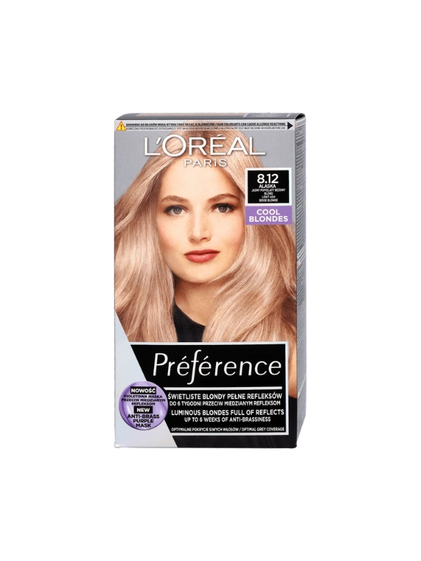 L'oreal Preference Farba do włosów /8.12/ Jasny Popielaty Beżowy Blond