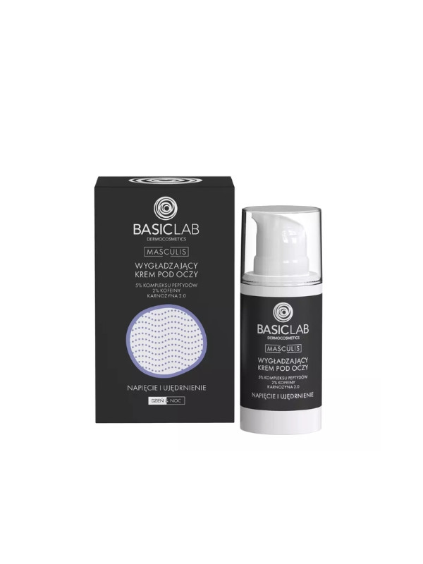 BasicLab Masculis smoothing Eye cream Tension and firming 5 % Peptide complex and 2% Caffeine 15 ml