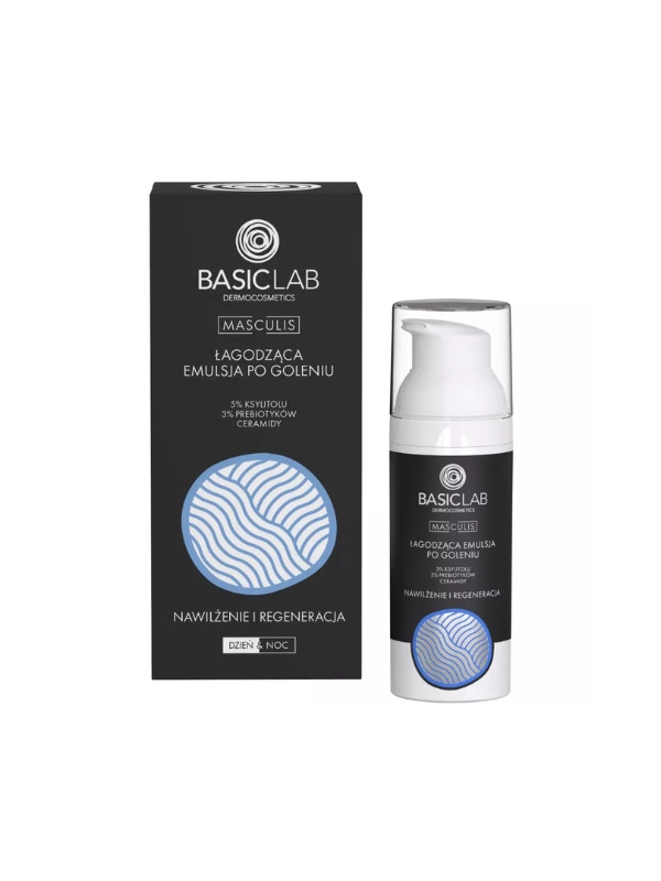 BasicLab Masculis soothing Aftershave emulsion Moisturizing and regeneration 5 % Xylitol and 3% Prebiotics 50 ml