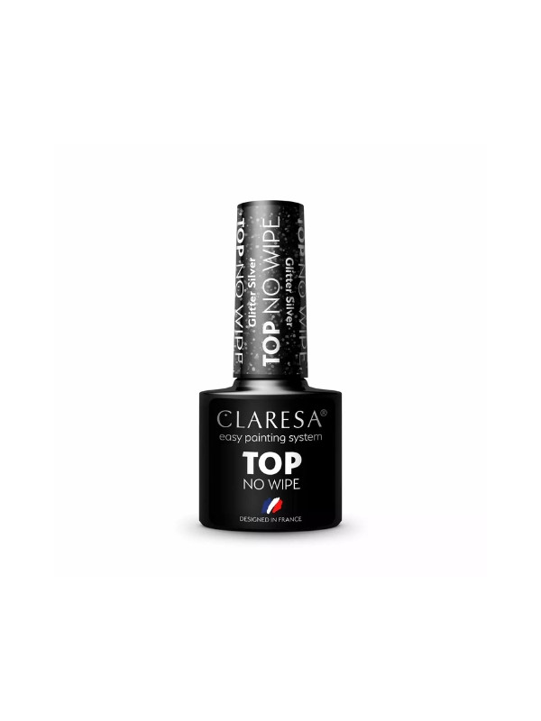 Claresa Top No Wipe hybrid nail top Glitter Silver 5 g