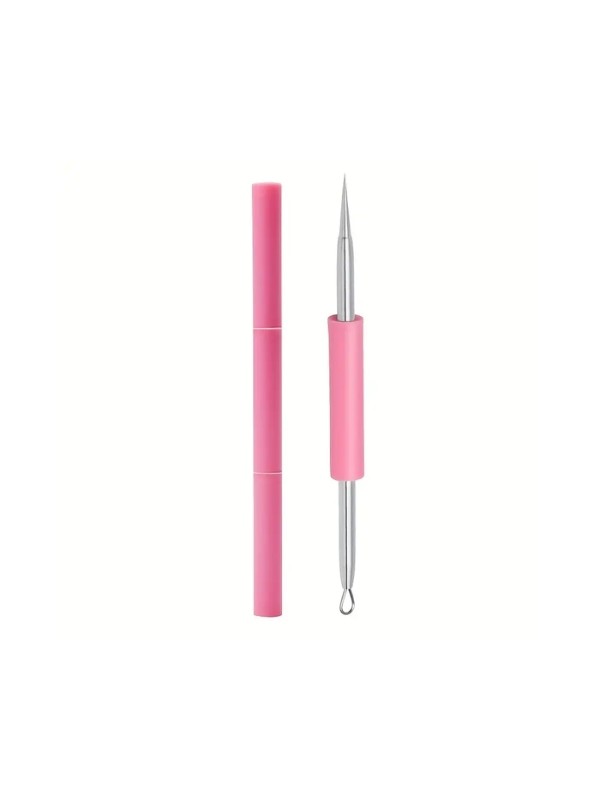 Double-headed stainless steel blackhead removal needle Pink 1 piece