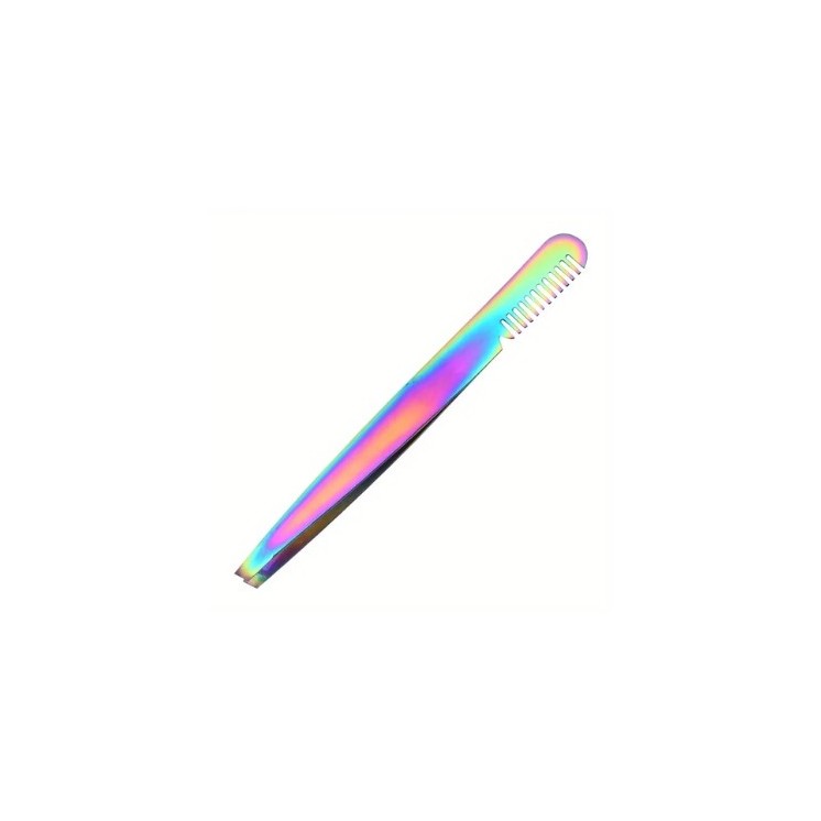 Cosmetic tweezers with eyebrow comb Titanium Planted 1 piece