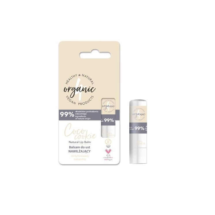 4Organic Naturalny nawilżający Balsam do ust Coco Cookie 5 g