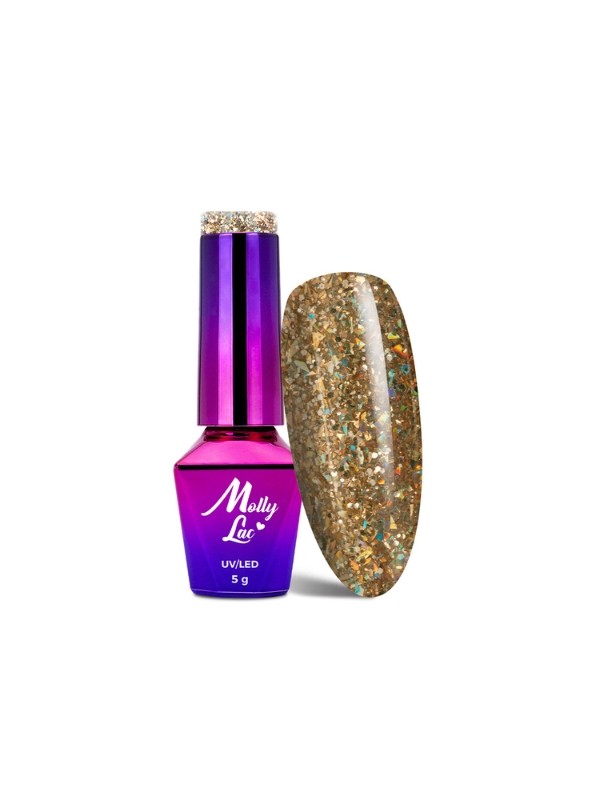 MollyLac /535/ Crushed Diamonds Hybrid Lacquer Lady in Gold 5 ml