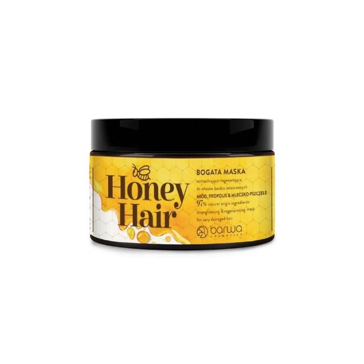 Barwa Honey Hair Wzmacniająco - regenerująca Maska do włosów bardzo zniszczonych Miód , Propolis & Mleczko Pszczele 220 ml