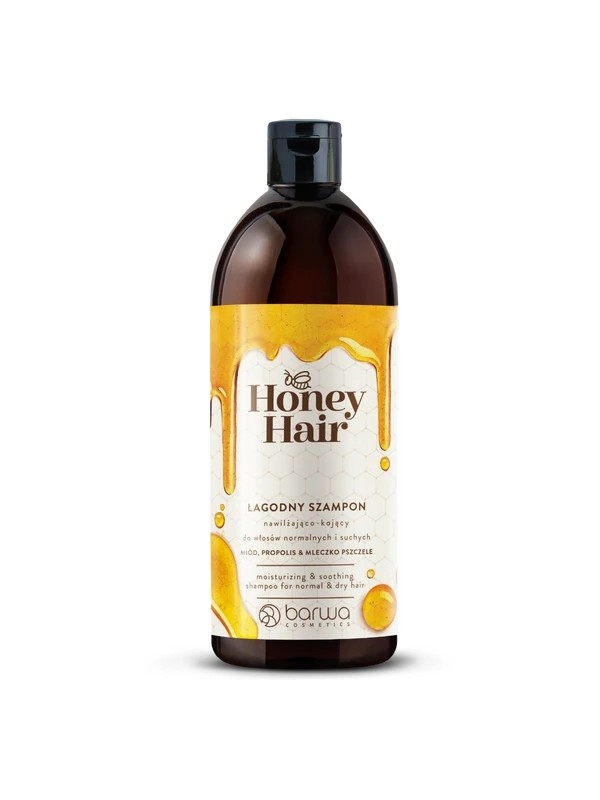 Barwa Honey Hair Nawilżająco - kojący Łagodny Szampon do włosów normalnych i suchych Miód , Propolis & Mleczko Pszczele 480 ml