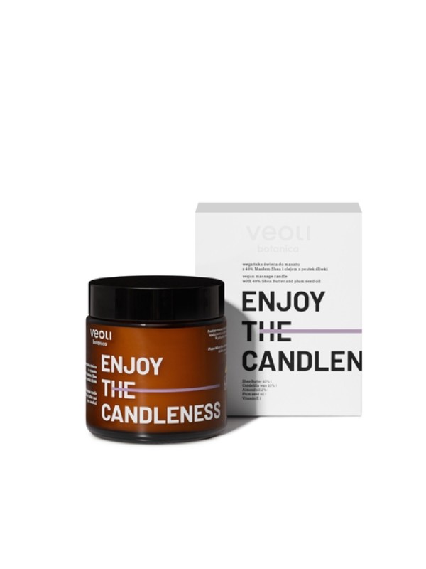 Veoli Botanica Enjoy the Candleness vegan body massage candle with 40% Shea butter and plum seed oil 100 ml