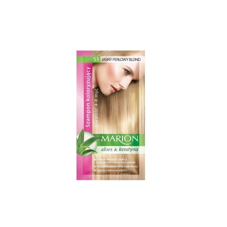 Marion Szampon koloryzujący z wyciągiem z aloesu 4-8 myć /51/ Jasny perłowy blond 40 ml