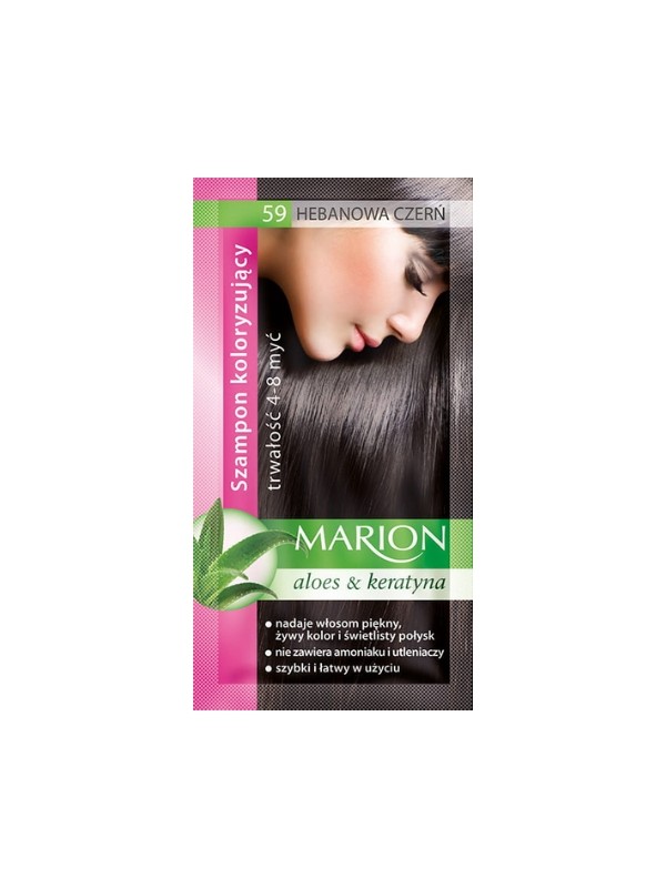 Marion Coloring shampoo with aloe extract 4-8 washes /59/ Ebony black 40 ml