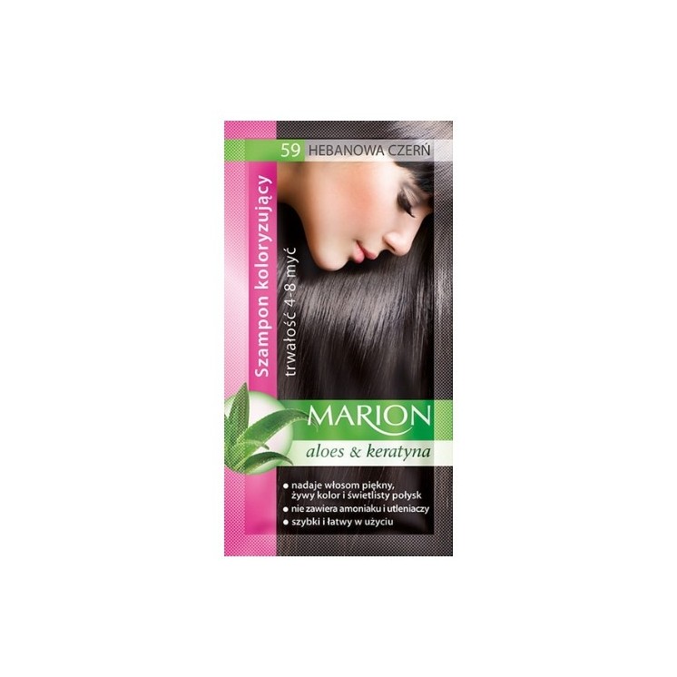 Marion Szampon koloryzujący z wyciągiem z aloesu 4-8 myć /59/ Hebanowa czerń 40 ml
