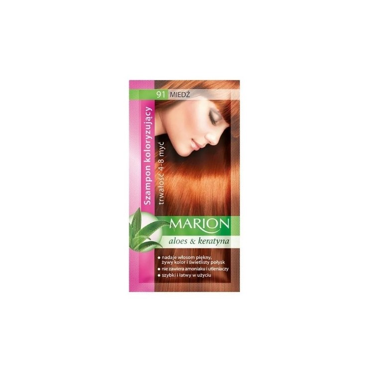 Marion Szampon koloryzujący z wyciągiem z aloesu 4-8 myć /91/ Miedź 40 ml