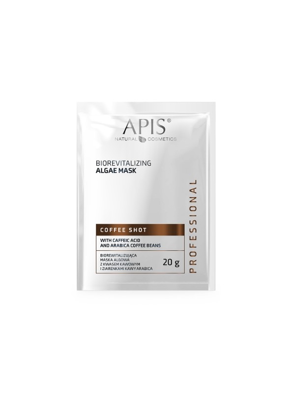 Apis Coffee Shot Biorewitalizująca Maska algowa z kwasem kawowym i ziarenkami kawy Arabica 20 g