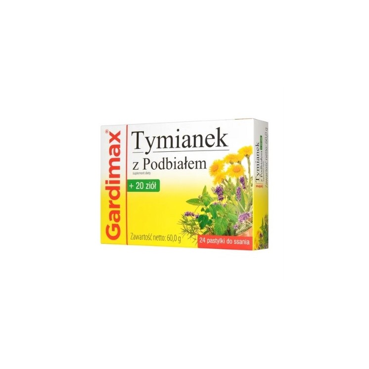 Gardimax Lozenges for sore throat Thyme with Coltsfoot + 20 herbs 24 lozenges