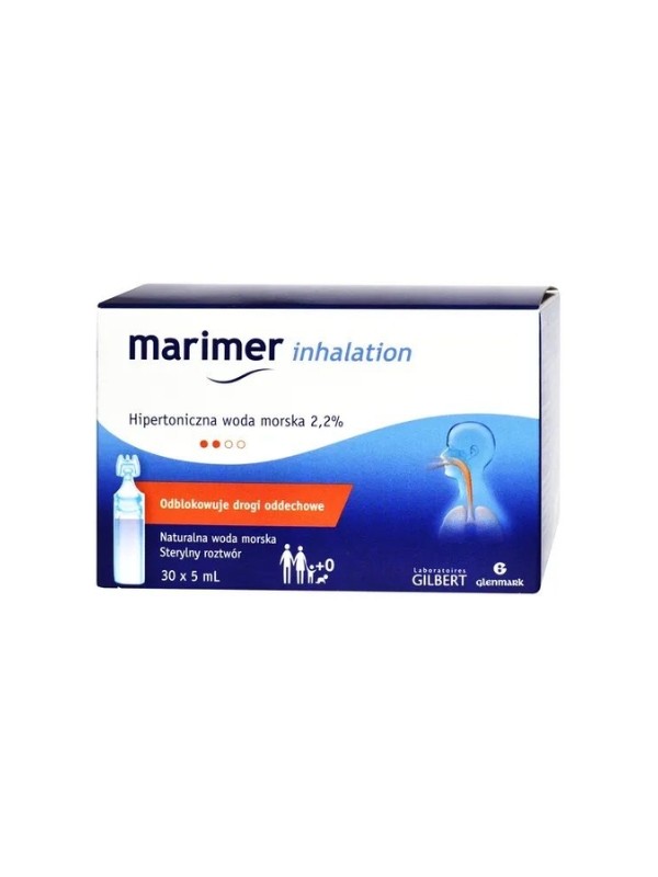 Marimer Inhalation Naturalna hipertoniczna Woda morska 2,2% w ampułkach 30 x 5 ml