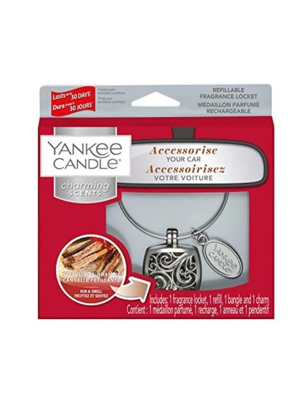 Yankee Candle Car Charming Scents Car Fragrance Set with Sparkling Cinnamon refill, 1 piece