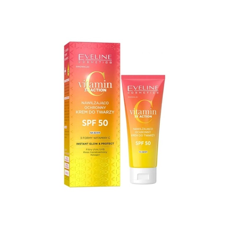 Eveline Vitamin C 3x Action Nawilżająco - ochronny Krem do twarzy z filtrem SPF50 30 ml