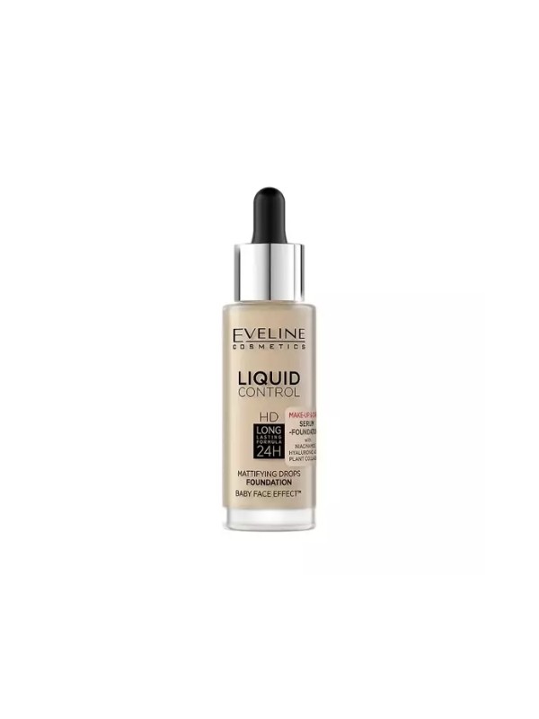 Eveline Liquid Control Facial foundation with Niacinamide in Droper /015/ Light Vanilla 32 ml