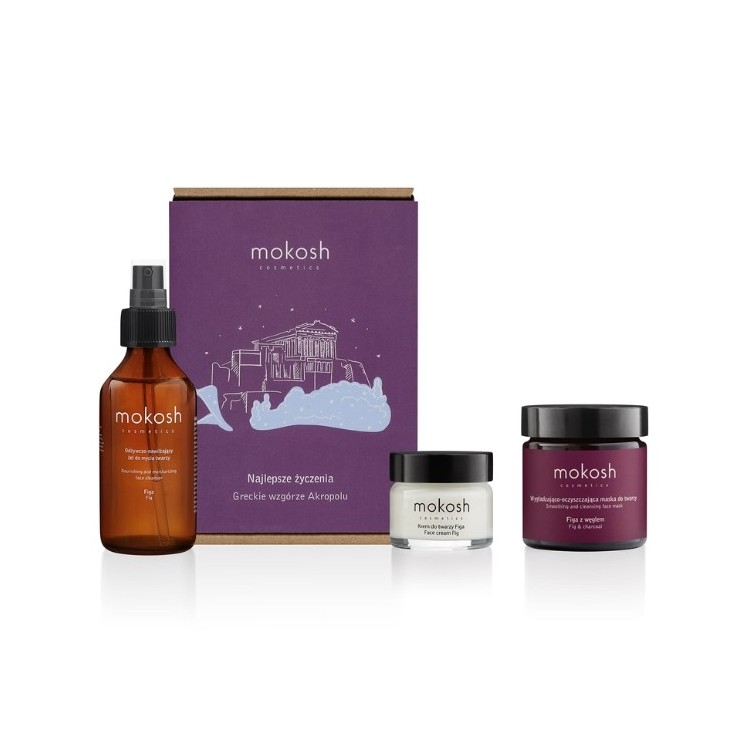 Mokosh Zestaw prezentowy Greckie Wzgórze Akopolu Maska do twrazy 60 ml + Żel do mycia twarzy 100 ml + Krem do twarzy 50 ml