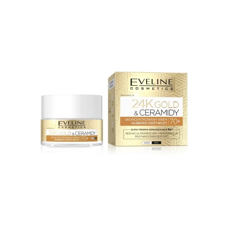 Eveline 24K Gold & Ceramidy Skoncentrowany Krem do twarzy 70+ Głęboko odżywczy 50 ml