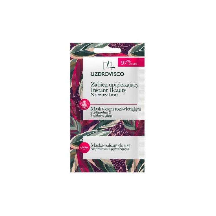 Uzdrovisco beautifying Face and lip treatment Instant Beauty 8 ml: Illuminating facial cream mask with Vit.C + Balm mask
