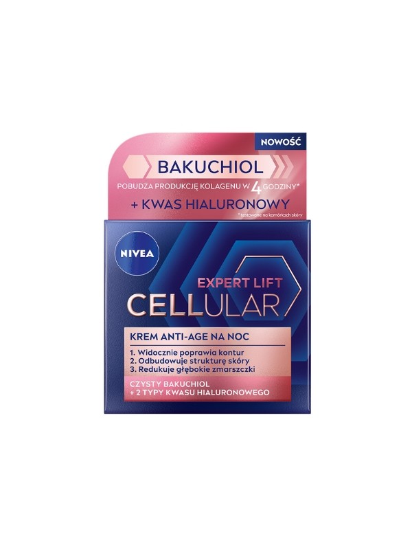 Nivea Cellular Expert Lift Bakuchiol przeciwstarzeniowy Krem do twarzy na noc 50 ml