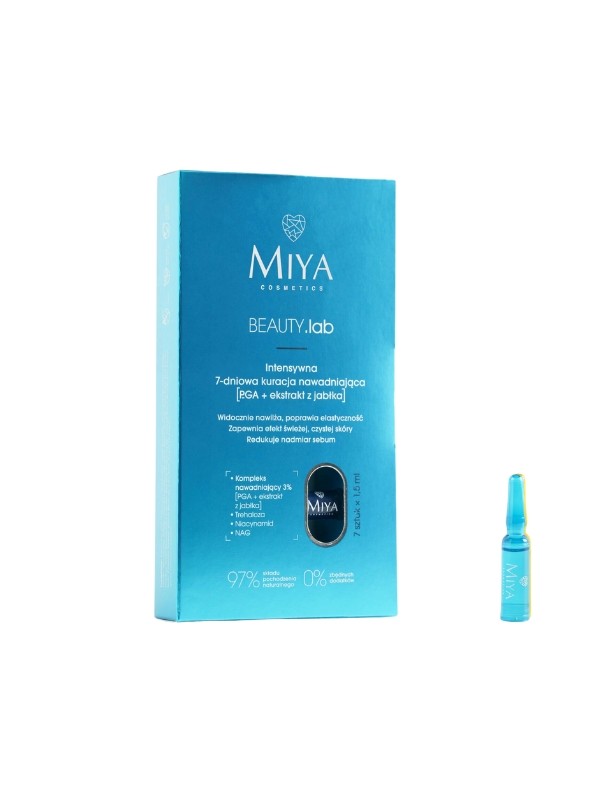 Miya BEAUTY.lab intensywna 7-dniowa Kuracja nawadniająca do twarzy PGA i ekstrakt z jabłka 7x1,5 ml