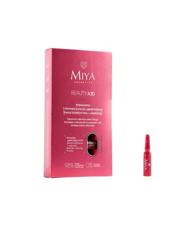 Miya BEAUTY.lab intensywna 7-dniowa Kuracja ujędrniająca do twarzy Kwas bursztynowy i peptydy 7x1,5 ml