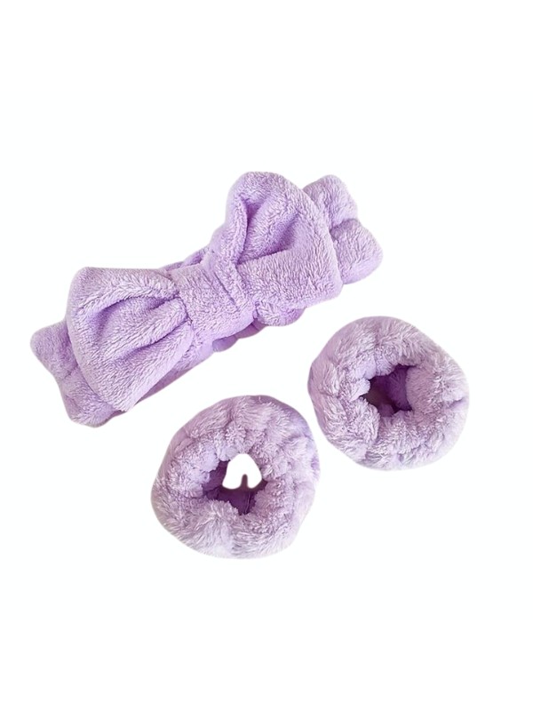 Spa set: Hair band + 2 plush hair bands Purple 1 set