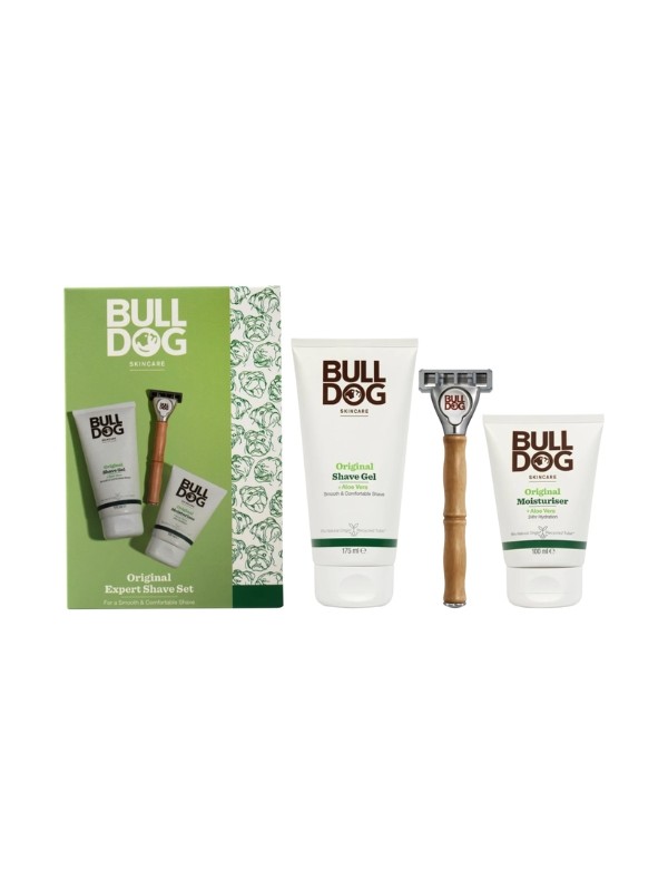 Bulldog Expert Shave Zestaw do golenia: Żel do golenia 175 ml + Krem nawilżający do twarzy 100 ml + Maszynka do golenia