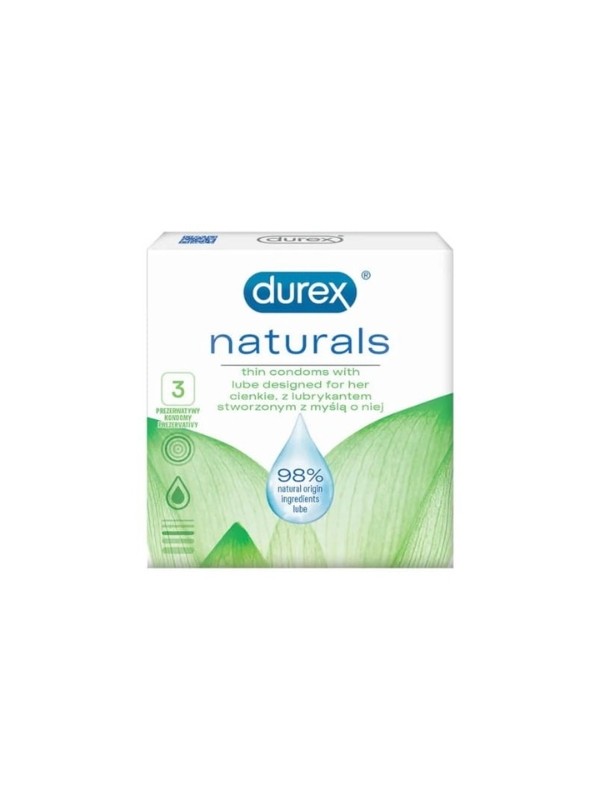 Durex Naturals Lube Prezerwatywy 3 sztuki