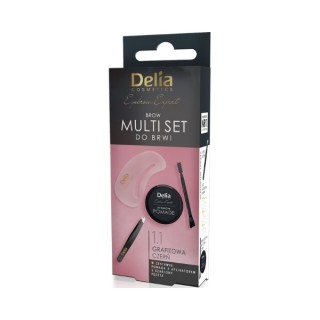 Delia Eyebrow Expert Multi Set do brwi Zestaw: Pęseta + 3 Szablony + Pomada z aplikatorem 1.1 Grafitowa Czerń